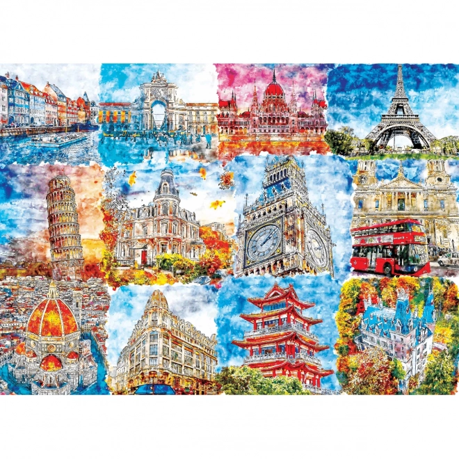 Puzzle Brain Tree con monumenti a colori 1000 pezzi