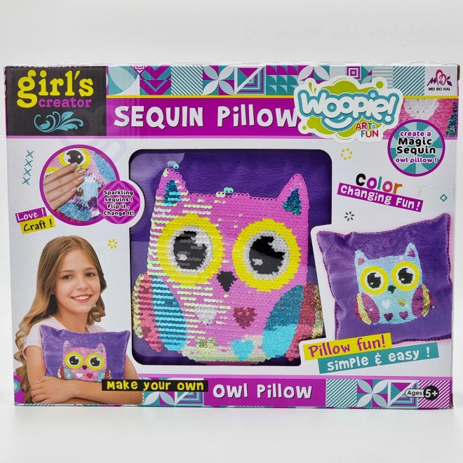 Cuscino Creativo con Paillettes Gufo WOOPIE Art&Fun