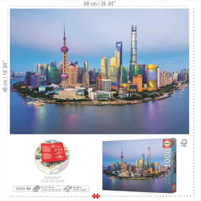 Puzzle Panorama Shangai al Tramonto 1000 Pezzi