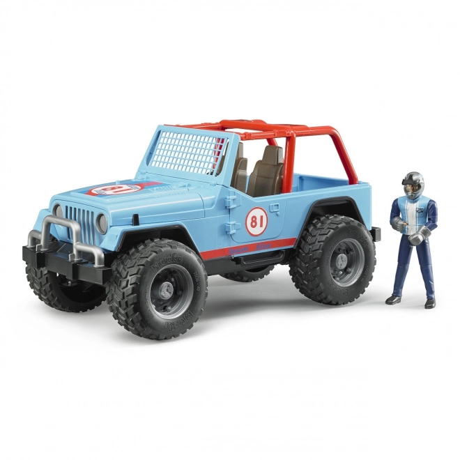 Bruder Jeep da corsa blu con pilota