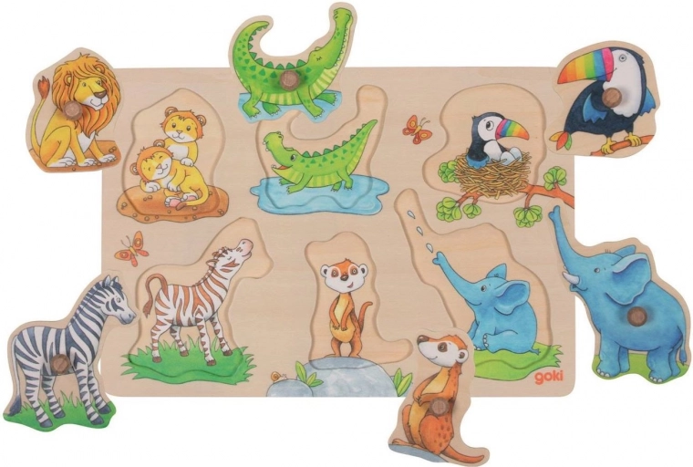 Goki puzzle in legno con pioli mamma e cucciolo