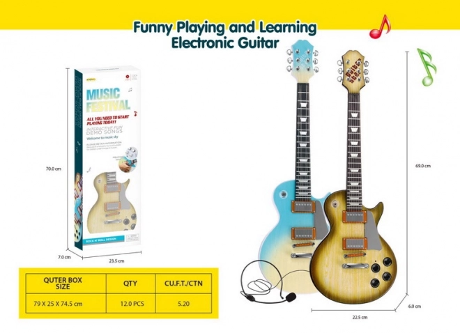 Set chitarra e microfono marrone per bambini