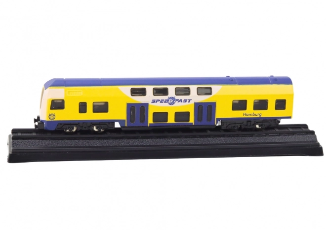 Modello Treno Collezionabile Giallo-Blu 1:48 in Metallo