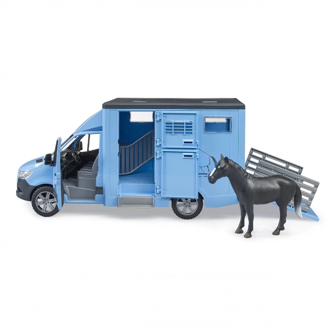 Camioncino Trasporto Animali MB Sprinter con Cavallo di Bruder