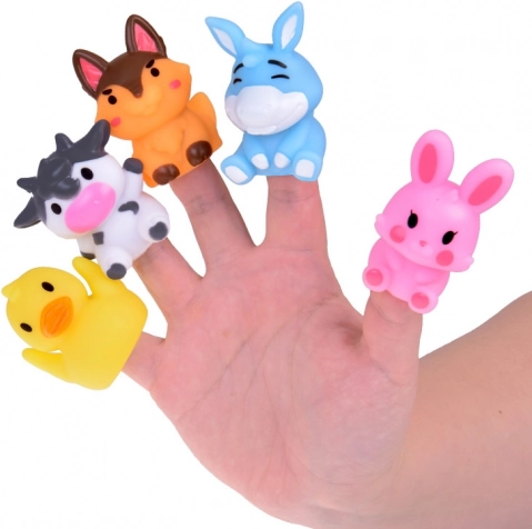 Animaletti da fattoria in gomma per dita - set di 5 figurine