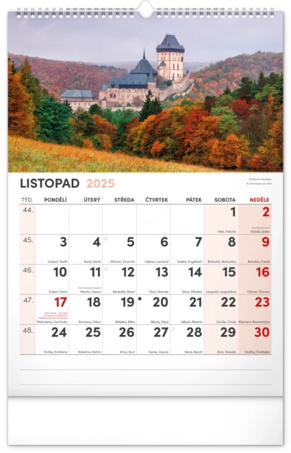 Calendario da Parete Scenari Pittoreschi della Cecoslovacchia 2025