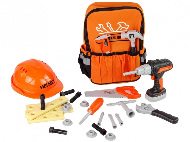 Set da Costruttore con Zaino e Casco Arancione