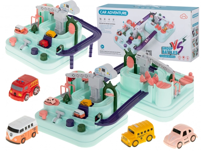 Pista interattiva doppia per auto per 2 giocatori con 4 veicoli