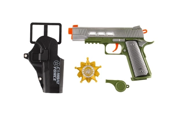 Pistola con accessori plastica a batteria con suono e luce in scatola 25x25x4cm