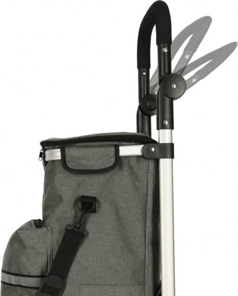 Carrello della spesa grigio su ruote