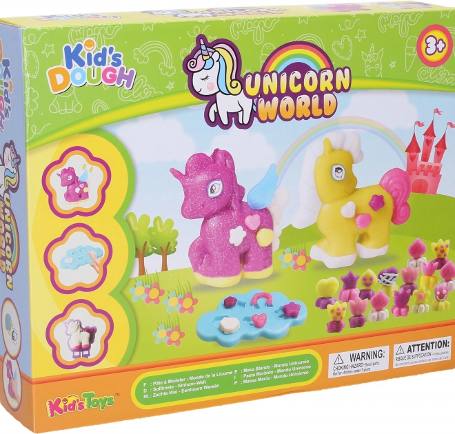 Set creativo con pasta da modellare a tema unicorni