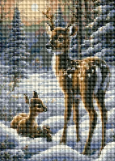 Mosaico di diamanti - Cervi nella neve
