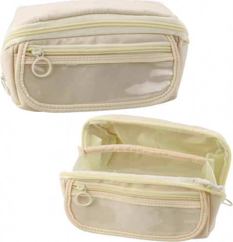 Astuccio espandibile crema con tasca trasparente