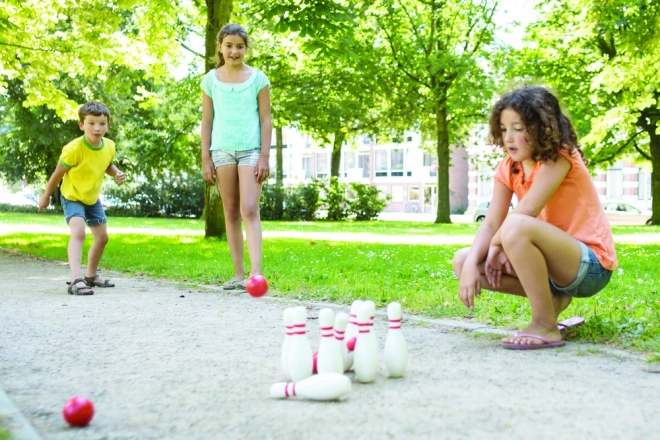 Set Bowling in Legno - Rosso e Bianco