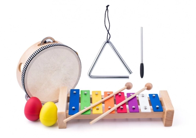 Set musicale per bambini con xilofono, tamburello e triangolo