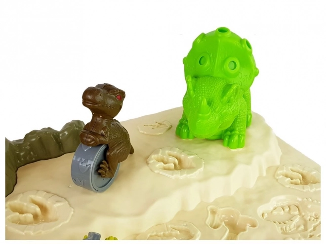 Tavolo Gioco Pasta Modellabile con Dinosauri e Vulcano con Lava Luminosa