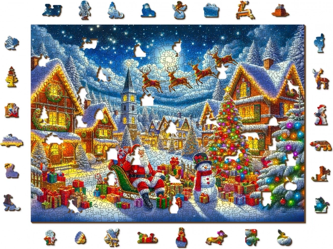 Puzzle di legno viaggio di Natale di Babbo Natale