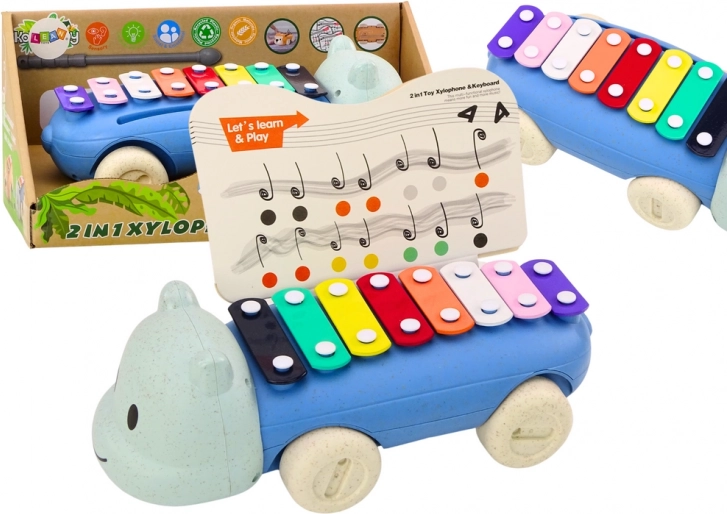 Cimbaletto Ippopotamo su Ruote per Bambini