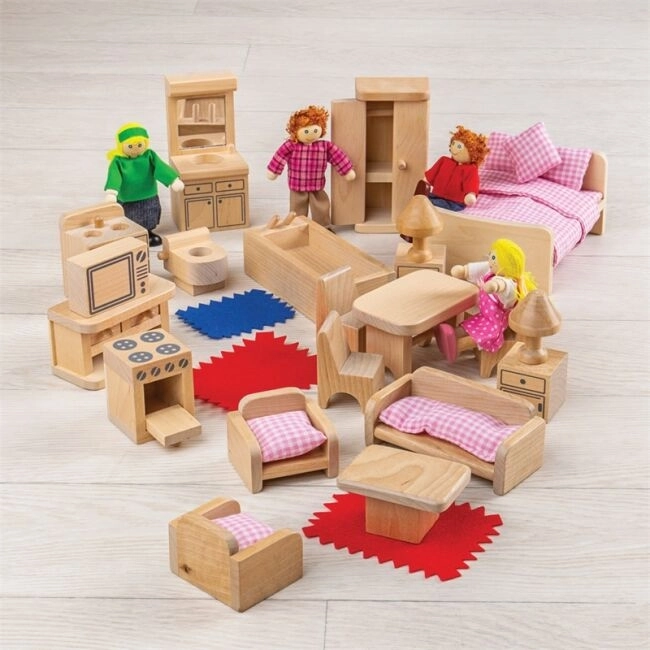 Set di mobili e famiglia di bambole Bigjigs Toys