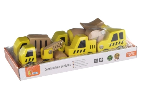 Set di veicoli da costruzione in legno