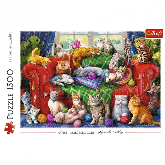 Puzzle TREFL Gatti sul Divano 1500 pezzi