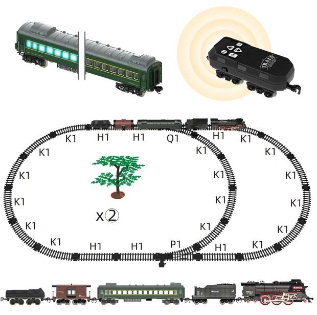 Set treno a batteria con luci e suoni