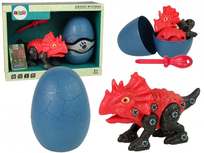 Set dinosauro triceratopo con uovo fai-da-te cacciavite