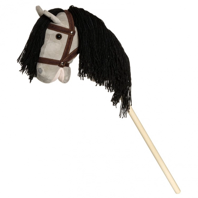 Cavallo A Bastone Hobby Horse Grigio Con Redini 80cm