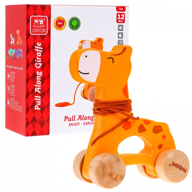 Jeździk in legno Giraffa su corda per bambini 12m+