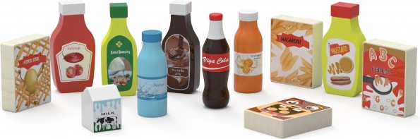 Viga Snack e Bevande in Legno Set 12 Alimentari