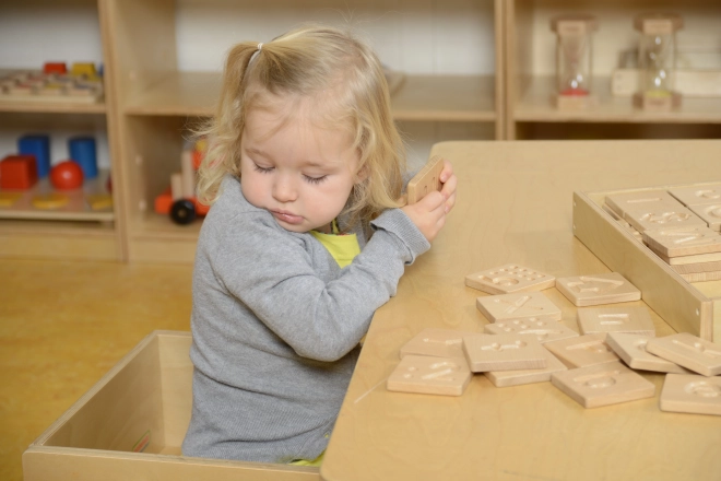 Gioco Sensoriale in Legno Masterkidz Riconosci Lettere, Numeri e Forme