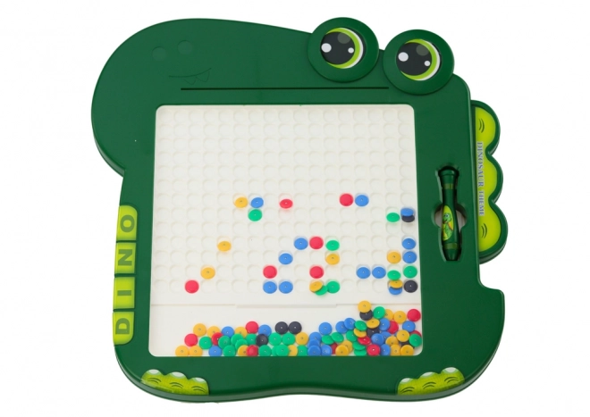 Lavagna magnetica educativa Dino puzzle verde con perline