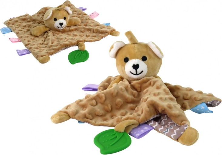 Coperta in peluche con orsacchiotto e massaggiagengive
