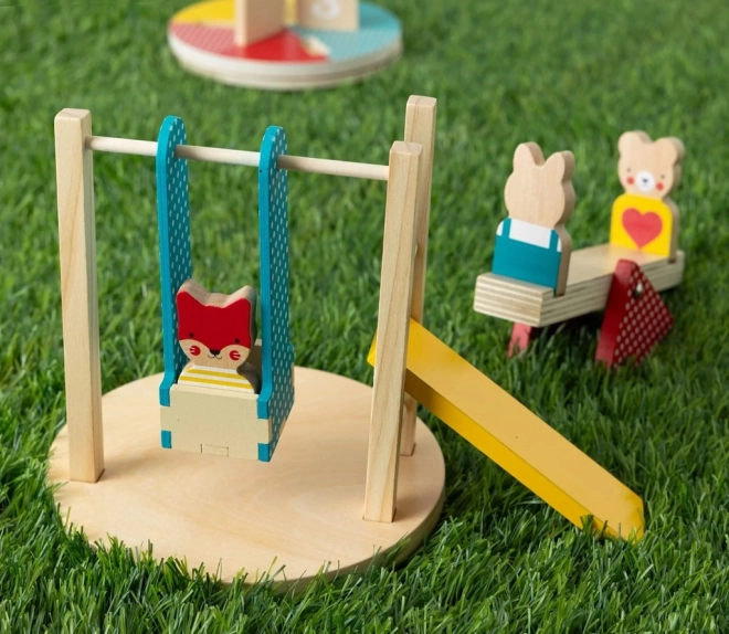 Petit Collage Set di Gioco in Legno con Animali