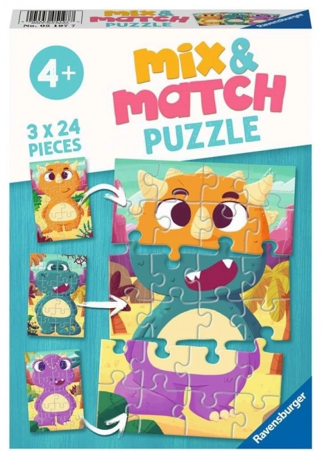 Puzzle Mix & Match: Dinosauri Carini 3x24 Pezzi