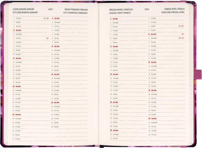 Agenda Settimanale Fiori Viola 2025