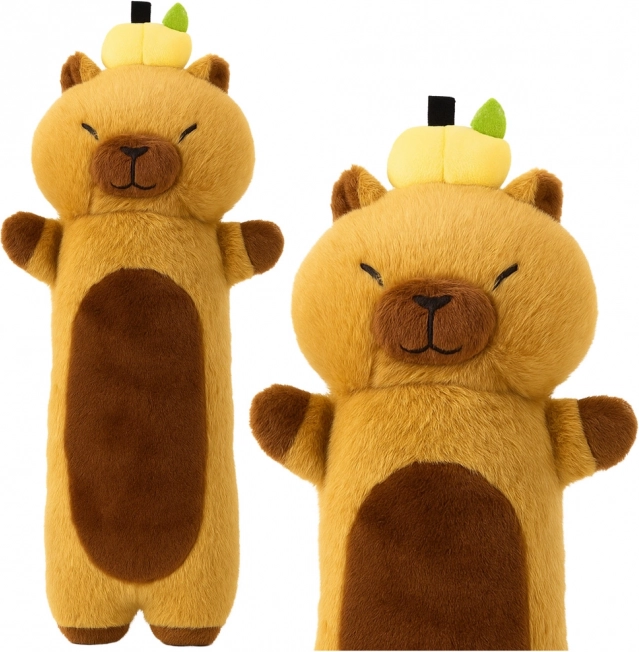 Giocattolo di peluche Capibara con frutta - Cuscino cilindrico marrone 65 cm