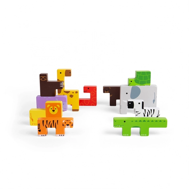 Puzzle di blocchi di legno Bigjigs con animali safari