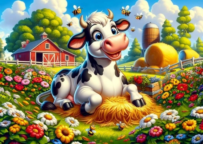 Puzzle Mucca Carina e Amici 50 Pezzi
