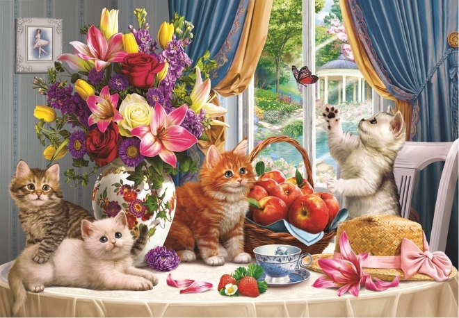 Puzzle Gattini Fluffy nel Soggiorno 260 Pezzi