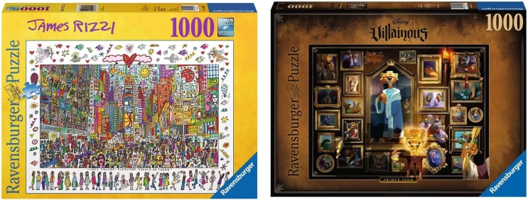 Ravensburger set 2× puzzle da 1000 pezzi – DISNEY VILLAINOUS: Prince John e JAMES RIZZI: Times Square