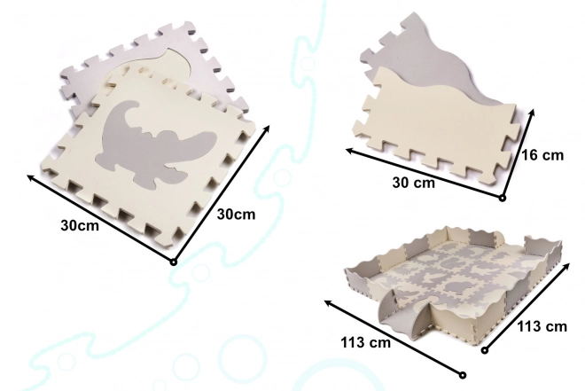 Tappeto Educativo in Schiuma Puzzle per Bambini Grigio Ecru