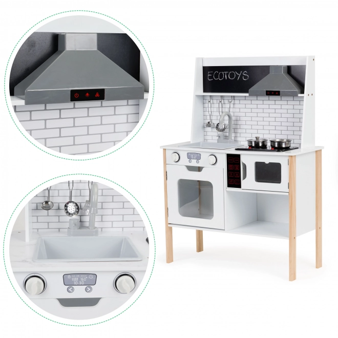 Cucina in legno per bambini Ecotoys con suoni e luci