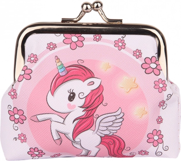 Portafoglio per bambini con unicorno e fiori 10x9 cm