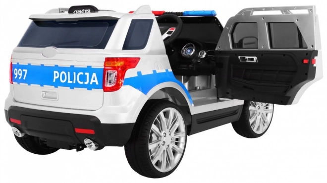 Auto della polizia SUV per bambini a batteria + sirene + luci + megafono + telecomando + avvio lento + EVA + adesivi
