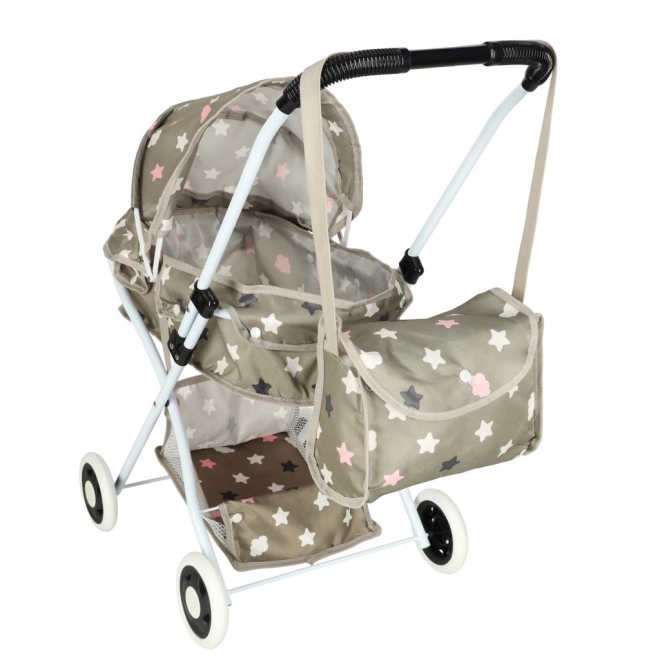 Passeggino per bambole con borsa e stelle