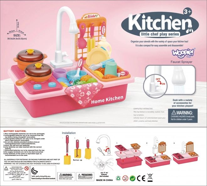 Woopie cucina per bambini con lavello rosa
