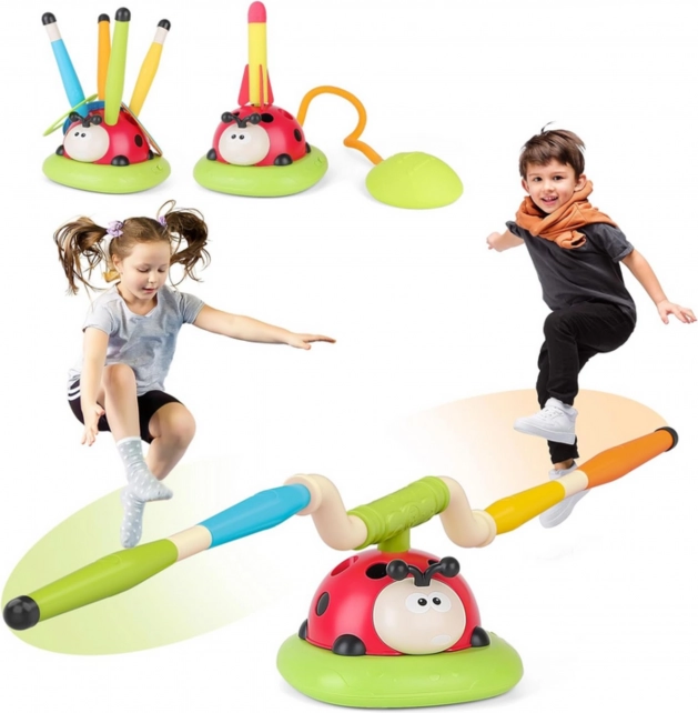 WOOPIE Gioco interattivo per bambini 3 in 1: Lanciarazzi, Corda, Gioco con bersaglio Coccinella