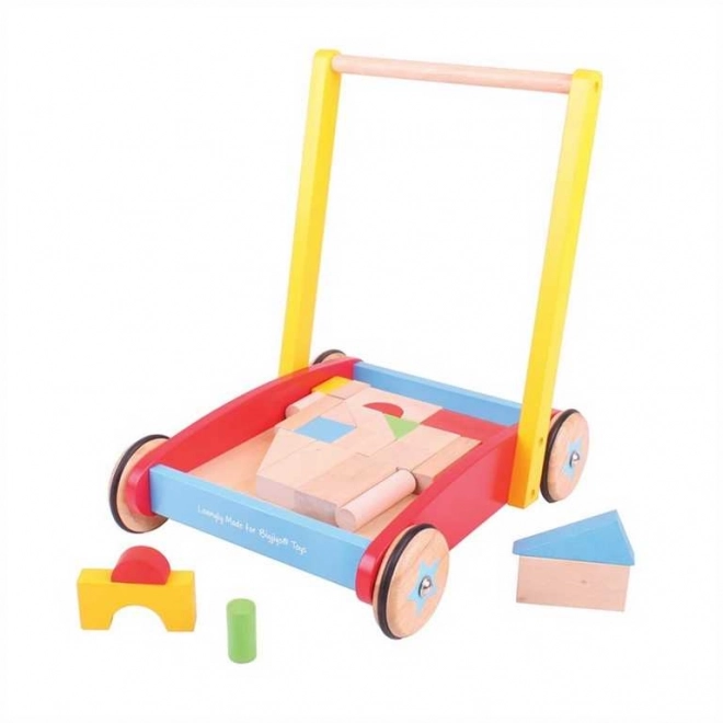 Carretto con cubi in legno per bambini Bigjigs