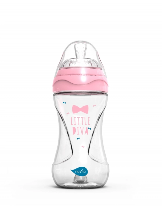 Biberon in vetro 240 ml rosa ergonomico Nuvita